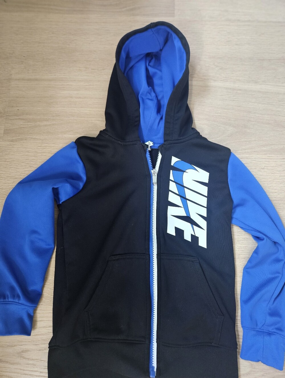 Nike Black and Royal Blue Kids Zip-Up Hoodie